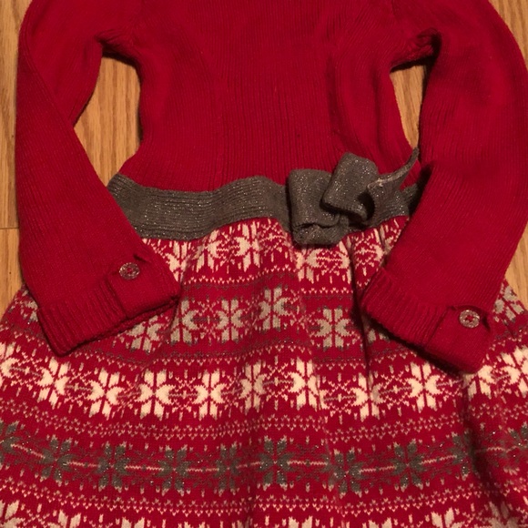 Red Knit Dress with Snowflake Pattern - Picture 4 of 5